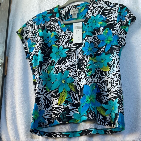 Chico’s Bungalow Bliss Short Sleeve Blouse Multi-Color; NWT; M/8 - Picture 3 of 11